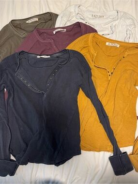 5 PACK We The Free Henley Multi Colored Long Sleeves